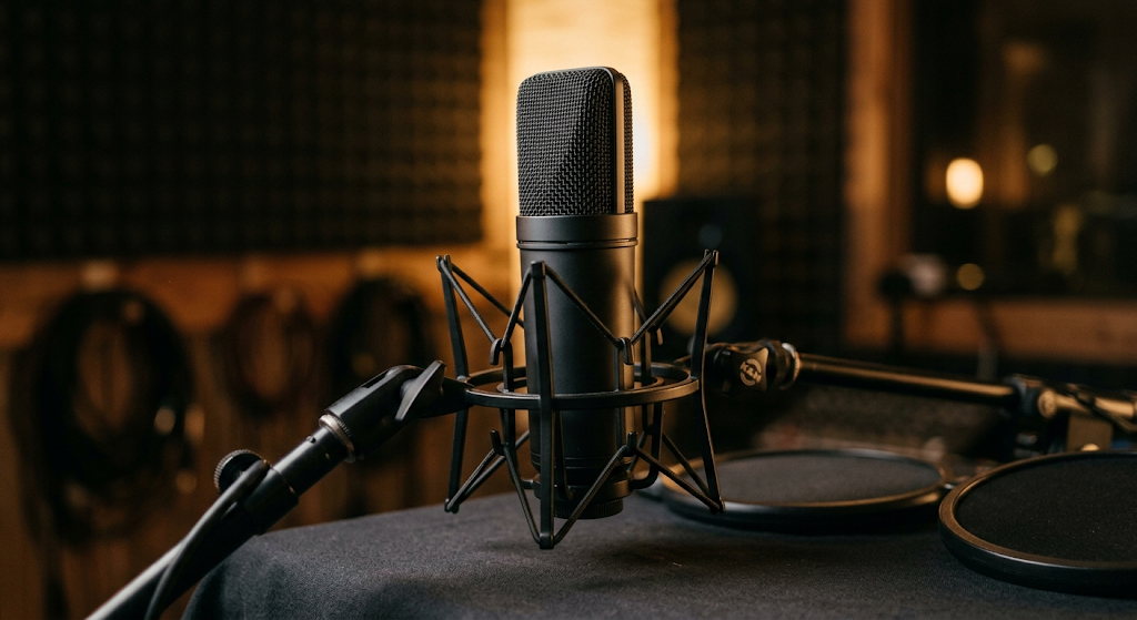 Microfoon in de home studio van Dax van Laer